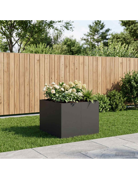 Vaso da giardino Nero 80 x 80 x 60 cm Acciaio laminato a freddo