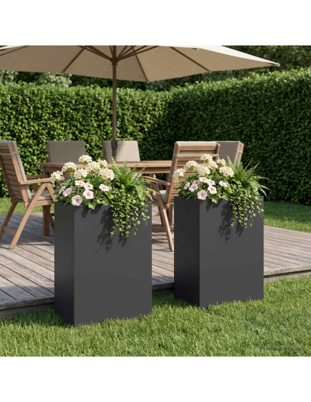 Vaso da giardino 2 pz Nero 50 x 40 x 75 cm