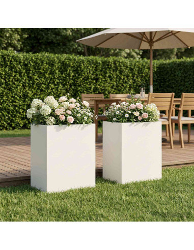 Vaso da giardino 2 pz Bianco 40 x 30 x 50 cm