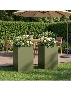 Vaso da giardino 2 pz Verde Oliva 40 x 40 x 50 cm