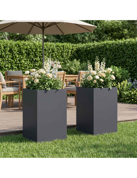 Vaso da giardino 2 pz Antracite 30 x 30 x 40 cm