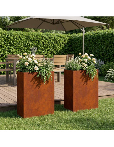 Vaso da giardino 2 pz Ruggine 50 x 40 x 75 cm Acciaio Corten