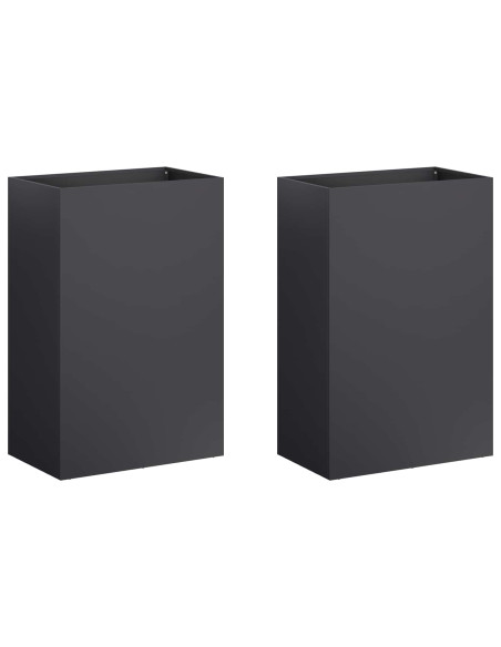 Vaso da giardino 2 pz Nero 50 x 40 x 75 cm