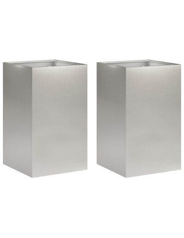Vaso da giardino 2 pz Argento 40 x 40 x 50 cm Acciaio Inox