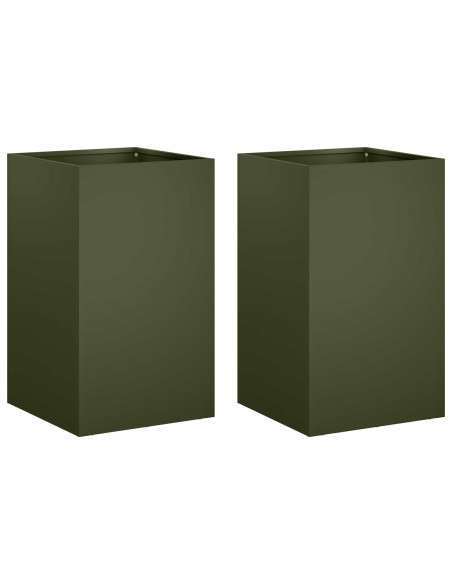 Vaso da giardino 2 pz Verde Oliva 40 x 40 x 50 cm