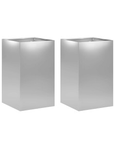 Vaso da giardino 2 pz Argento 40 x 40 x 50 cm Acciaio zincato 2