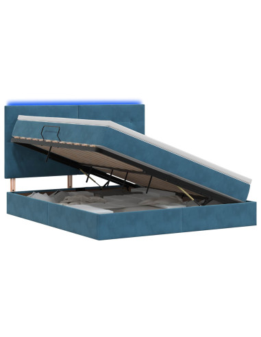Letto con contenitore LED e materasso Blu Scuro 180 x 200 cm
