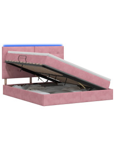 Letto con contenitore LED e materasso Rosa 180 x 200 cm Velluto