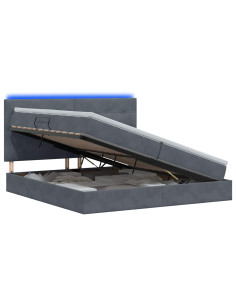 Letto con contenitore LED e materasso Grigio Scuro 200 x 200 cm