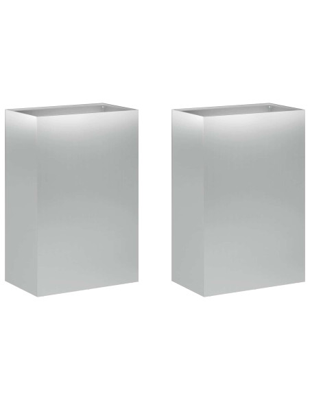 Vaso da giardino 2 pz Argento 50 x 40 x 75 cm Acciaio zincato