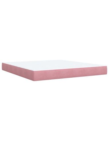 Letto con contenitore LED e materasso Rosa 180 x 200 cm Velluto