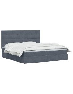 Letto con contenitore LED e materasso Grigio Scuro 200 x 200 cm 2