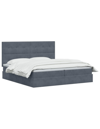 Letto con contenitore LED e materasso Grigio Scuro 200 x 200 cm