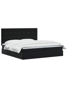 Letto con contenitore LED e materasso Nero 200 x 200 cm Velluto 2