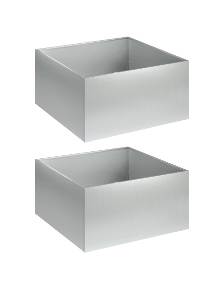 Vaso da giardino 2 pz Argento 60 x 60 x 30 cm Acciaio zincato