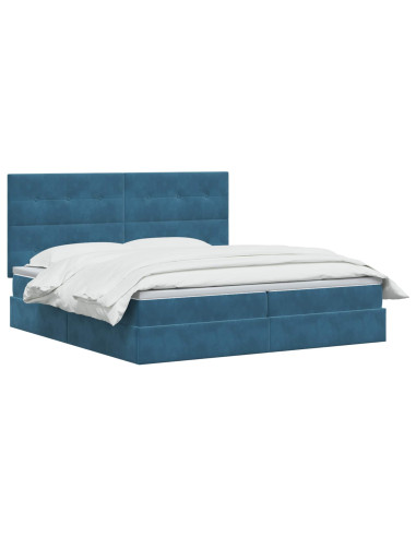 Letto con contenitore LED e materasso Blu Scuro 200 x 200 cm