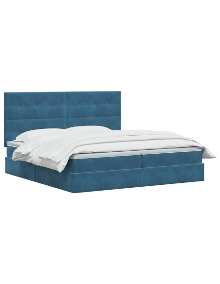 Letto con contenitore LED e materasso Blu Scuro 200 x 200 cm