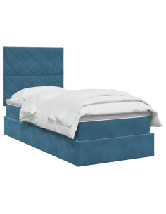 Letto con contenitore LED e materasso Blu Scuro 90 x 200 cm 2