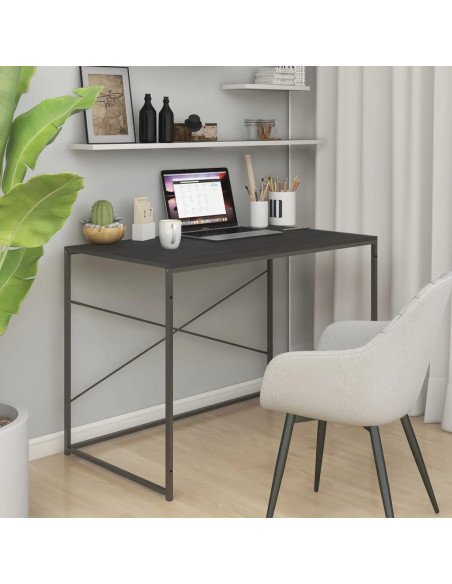 Scrivania per Computer Nera 110x60x70 cm in Legno Multistrato