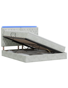 Letto con contenitore LED e materasso Grigio Chiaro