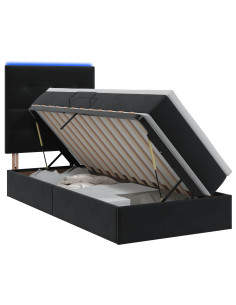 Letto con contenitore LED e materasso Nero 100 x 200 cm Velluto
