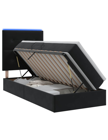 Letto con contenitore LED e materasso Nero 100 x 200 cm Velluto