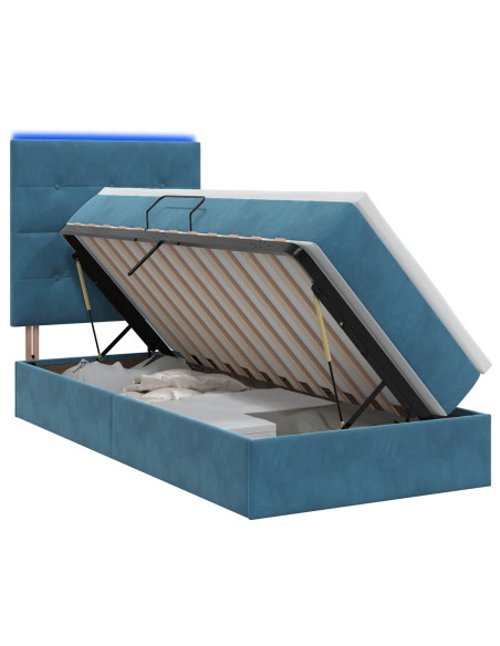 Letto con contenitore LED e materasso Blu Scuro 100 x 200 cm