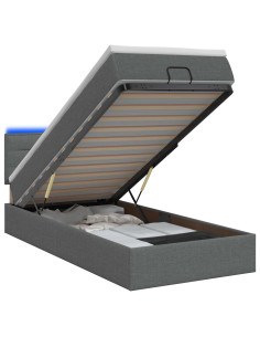 Letto Ottomano con Materasso e LED Grigio Scuro 90 x 200 cm