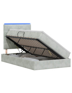 Letto con contenitore LED e materasso Grigio Chiaro