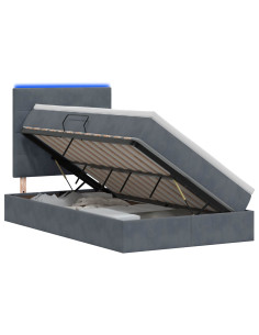 Letto con contenitore LED e materasso Grigio Scuro 120 x 200 cm