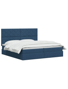Letto con contenitore LED e materasso Blu 200 x 200 cm Tessuto 2