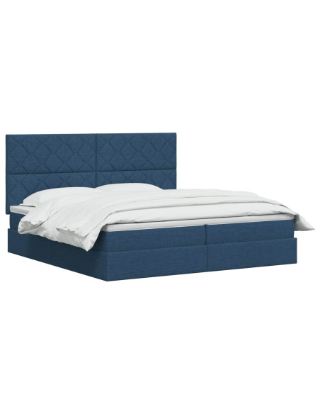 Letto con contenitore LED e materasso Blu 200 x 200 cm Tessuto