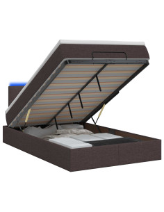 Letto Ottomano con Materasso e LED Marrone Scuro 120 x 190 cm
