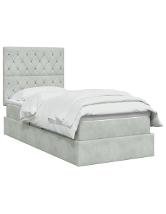 Letto con contenitore LED e materasso Grigio Chiaro 2