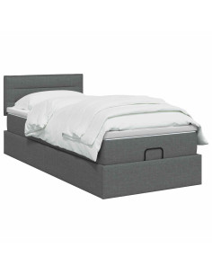 Letto Ottomano con Materasso e LED Grigio Scuro 90 x 200 cm 2