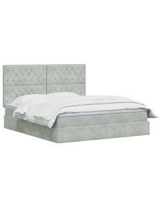 Letto con contenitore LED e materasso Grigio Chiaro 2