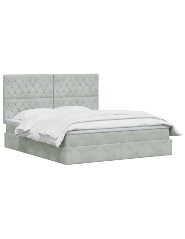 Letto con contenitore LED e materasso Grigio Chiaro