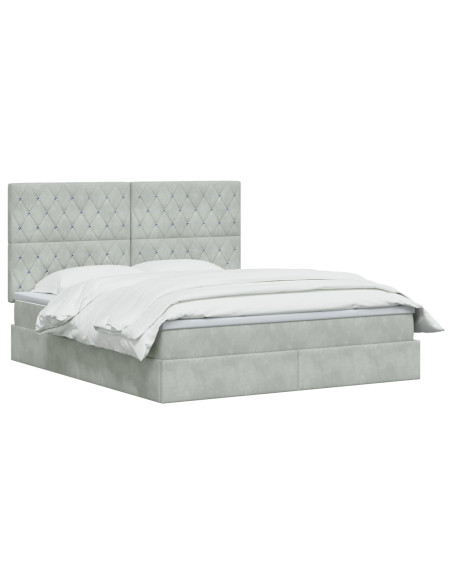 Letto con contenitore LED e materasso Grigio Chiaro