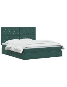 Letto con contenitore LED e materasso Verde Scuro 140 x 200 cm 2