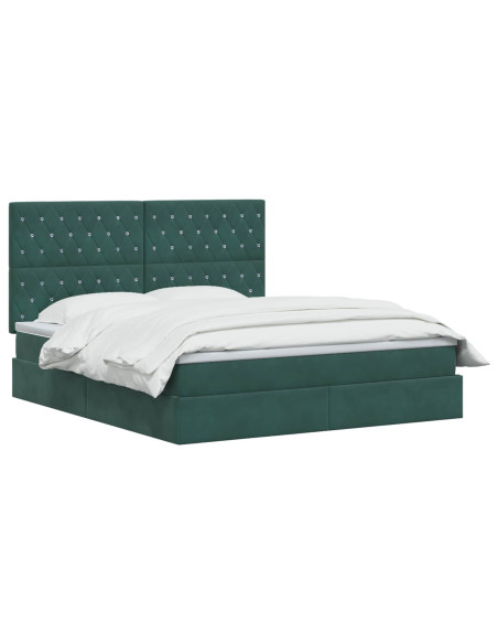 Letto con contenitore LED e materasso Verde Scuro 140 x 200 cm