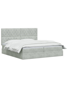 Letto con contenitore LED e materasso Grigio Chiaro 2