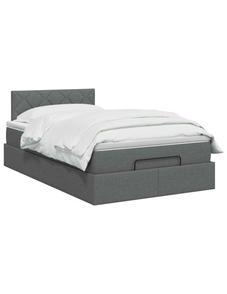 Letto Ottomano con Materasso e LED Grigio Scuro 120 x 190 cm
