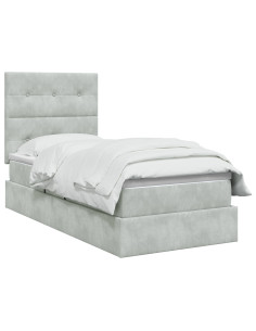 Letto con contenitore LED e materasso Grigio Chiaro 90 x 190 cm 2