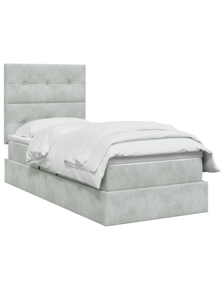 Letto con contenitore LED e materasso Grigio Chiaro 90 x 190 cm