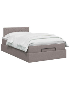 Letto Ottomano con Materasso e LED Tortora 120 x 190 cm Tessuto 2