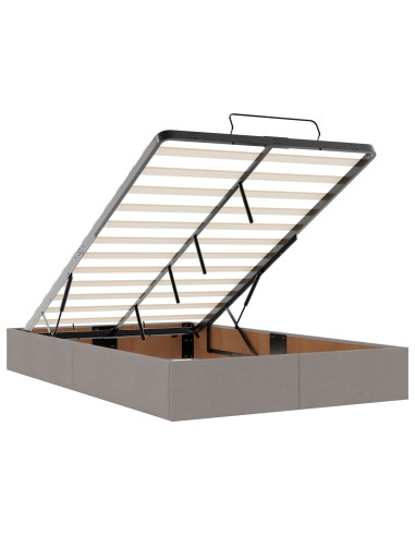 Letto Ottomano con Materasso e LED Tortora 120 x 190 cm Tessuto
