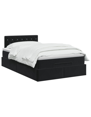 Letto Ottomano con Materasso e LED Nero 120 x 190 cm Velluto