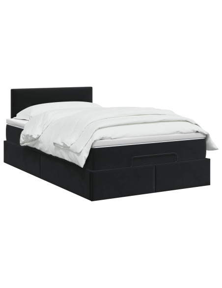 Letto Ottomano con Materasso e LED Nero 120 x 190 cm Velluto