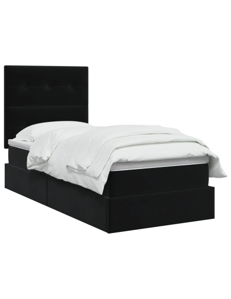 Letto con contenitore LED e materasso Nero 100 x 200 cm Velluto