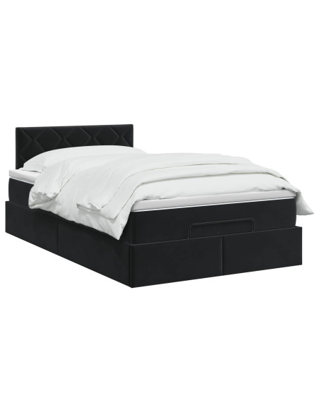 Letto Ottomano con Materasso e LED Nero 120 x 190 cm Velluto